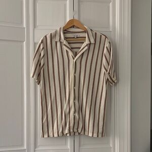 Striped Cream and Brown Men's Shirt